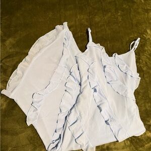 Ruffled Spaghetti Strap Women’s Top in Light Blue